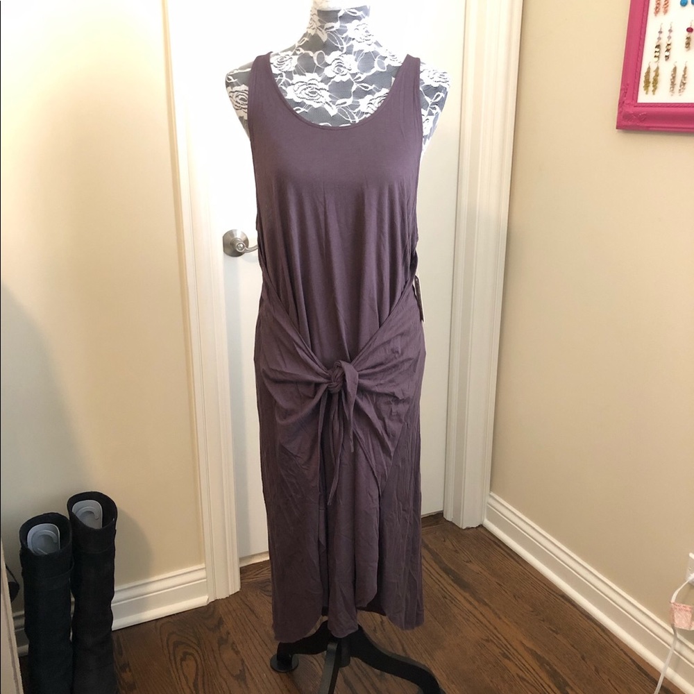NWT free people Hamptons tie front gray dress M